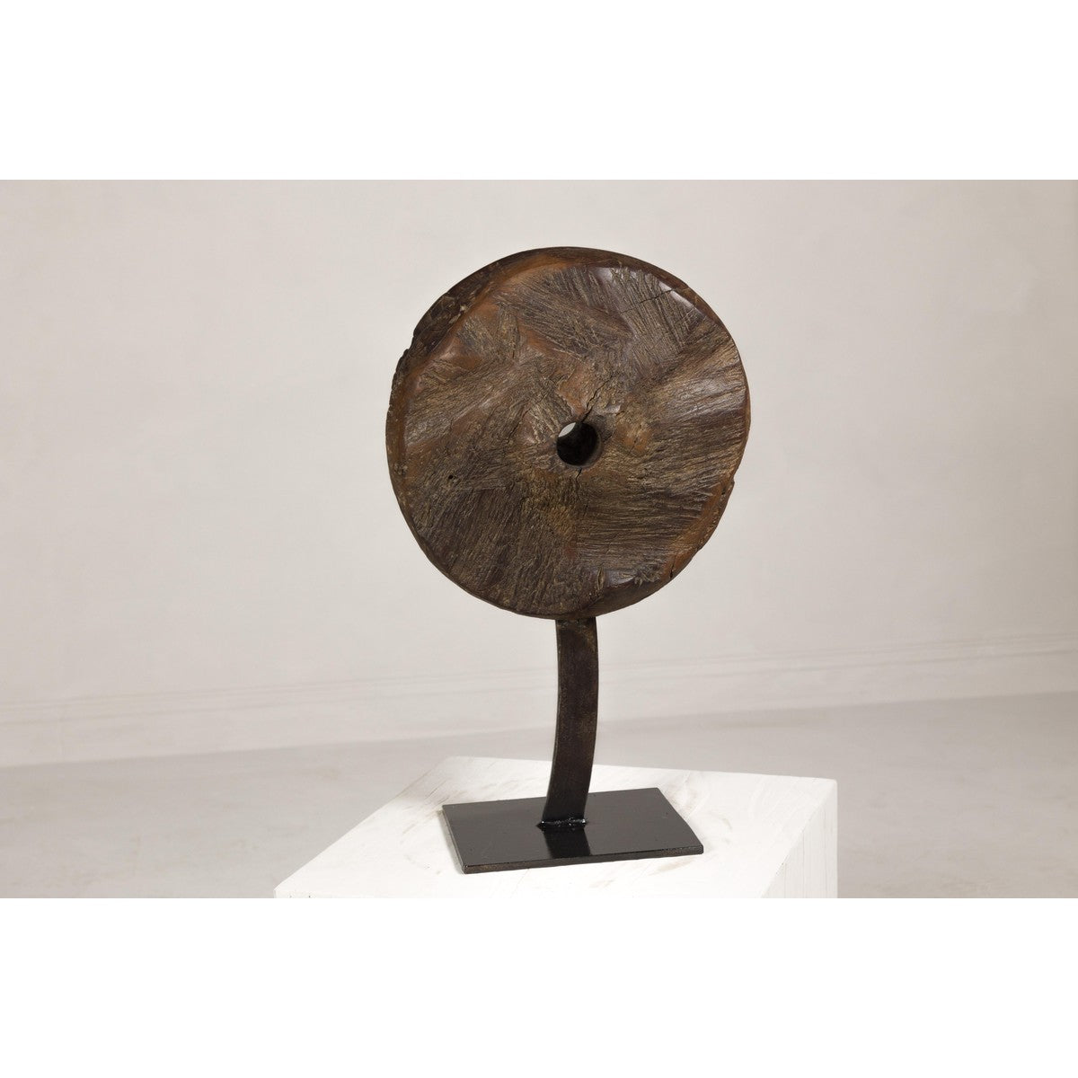 Ancient Wooden Cart Wheel on Custom Base-2. Asian & Chinese Furniture, Art, Antiques, Vintage Home Décor for sale at FEA Home