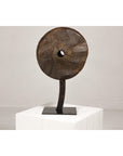 Ancient Wooden Cart Wheel on Custom Base-4. Asian & Chinese Furniture, Art, Antiques, Vintage Home Décor for sale at FEA Home