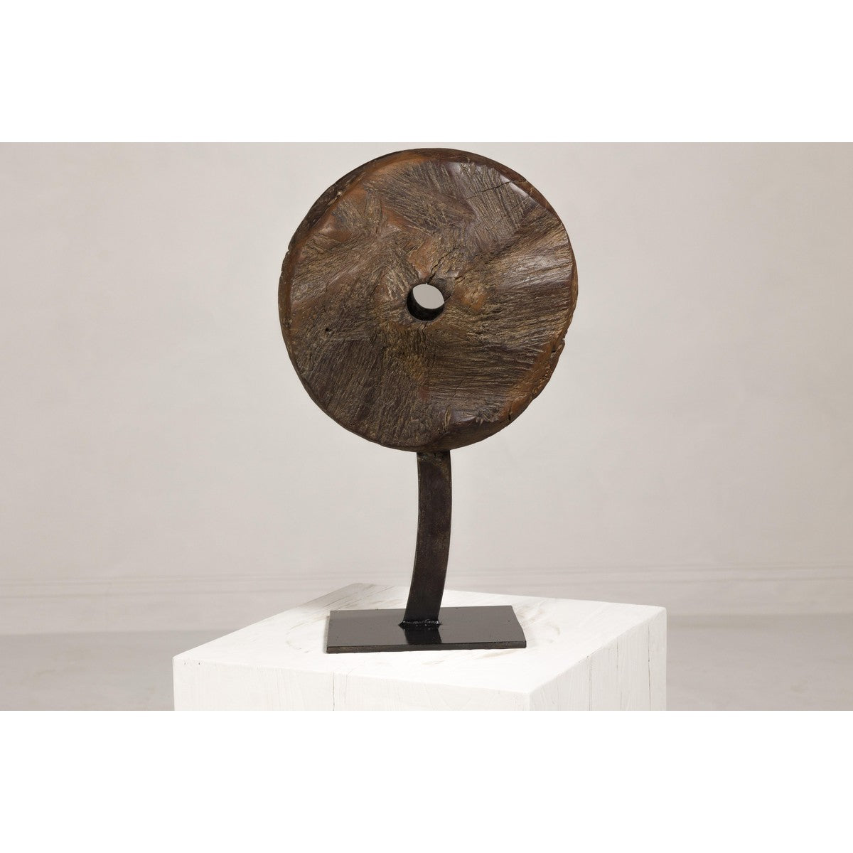 Ancient Wooden Cart Wheel on Custom Base-5. Asian & Chinese Furniture, Art, Antiques, Vintage Home Décor for sale at FEA Home