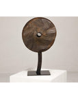 Ancient Wooden Cart Wheel on Custom Base-5. Asian & Chinese Furniture, Art, Antiques, Vintage Home Décor for sale at FEA Home