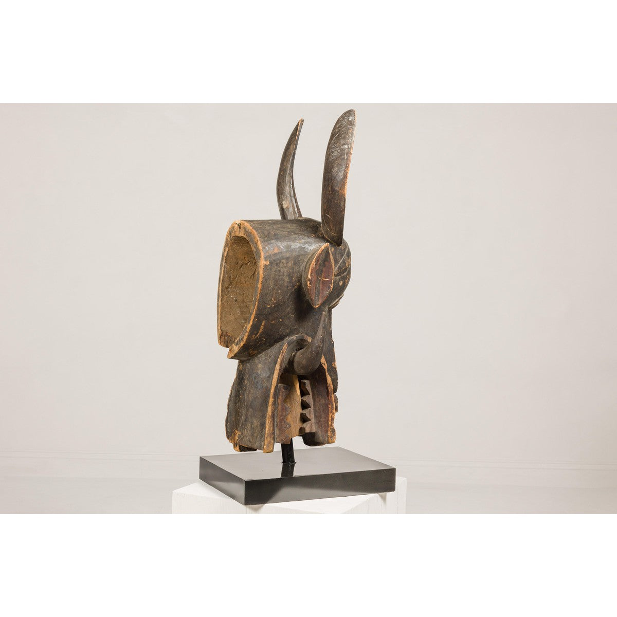 Wooden Mythical Animal Mask Mounted on Custom Base-13. Asian & Chinese Furniture, Art, Antiques, Vintage Home Décor for sale at FEA Home