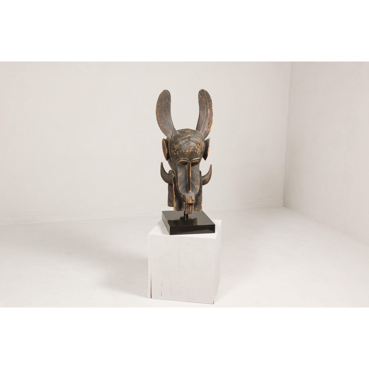 Wooden Mythical Animal Mask Mounted on Custom Base-2. Asian & Chinese Furniture, Art, Antiques, Vintage Home Décor for sale at FEA Home