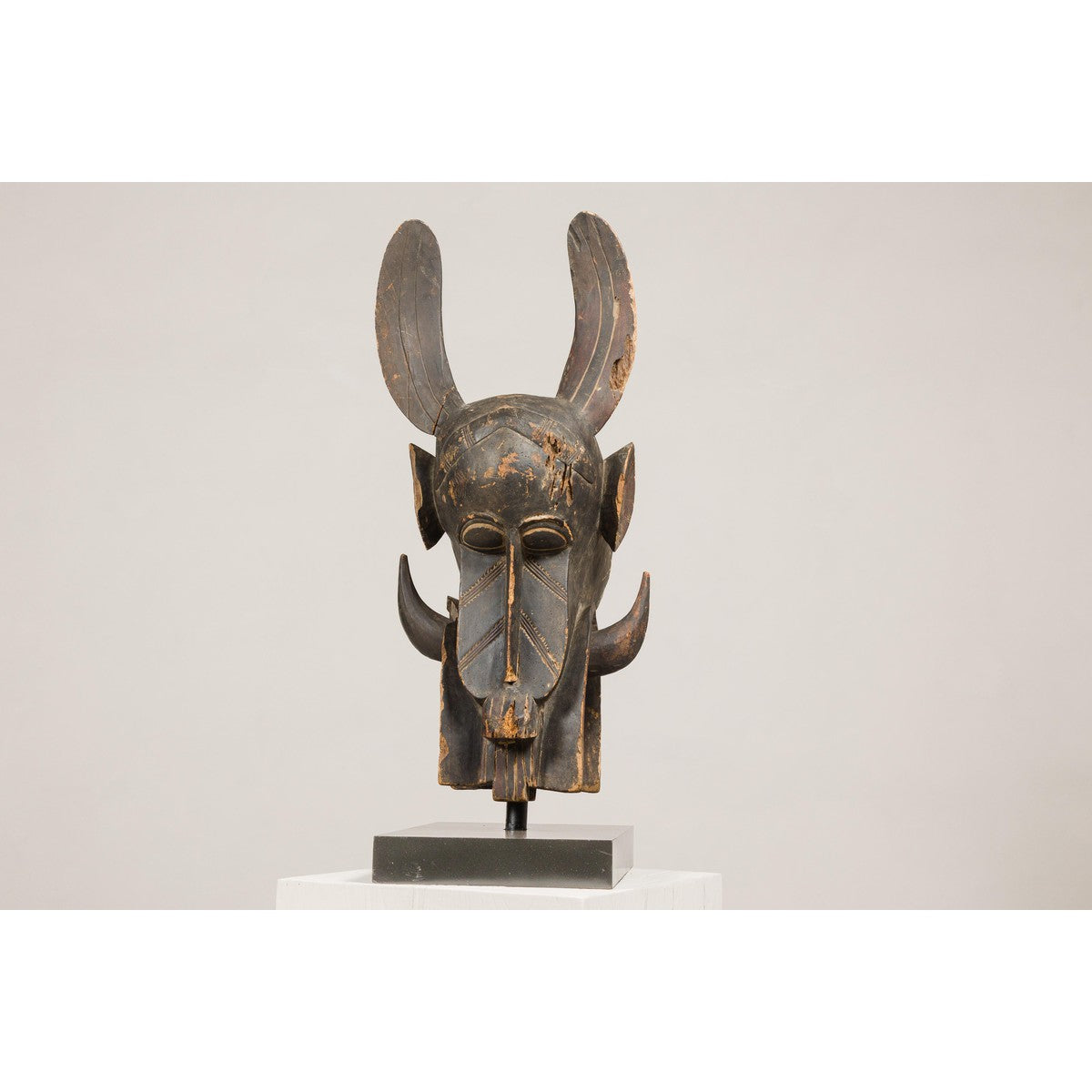 Wooden Mythical Animal Mask Mounted on Custom Base-7. Asian & Chinese Furniture, Art, Antiques, Vintage Home Décor for sale at FEA Home
