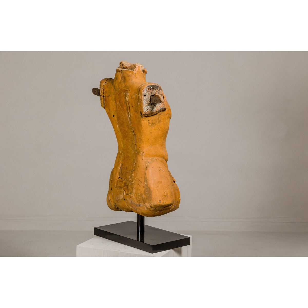 Cavalier Sans Tête, Carved Wooden Torso Mounted on Custom Black Lacquer Base-11. Asian & Chinese Furniture, Art, Antiques, Vintage Home Décor for sale at FEA Home