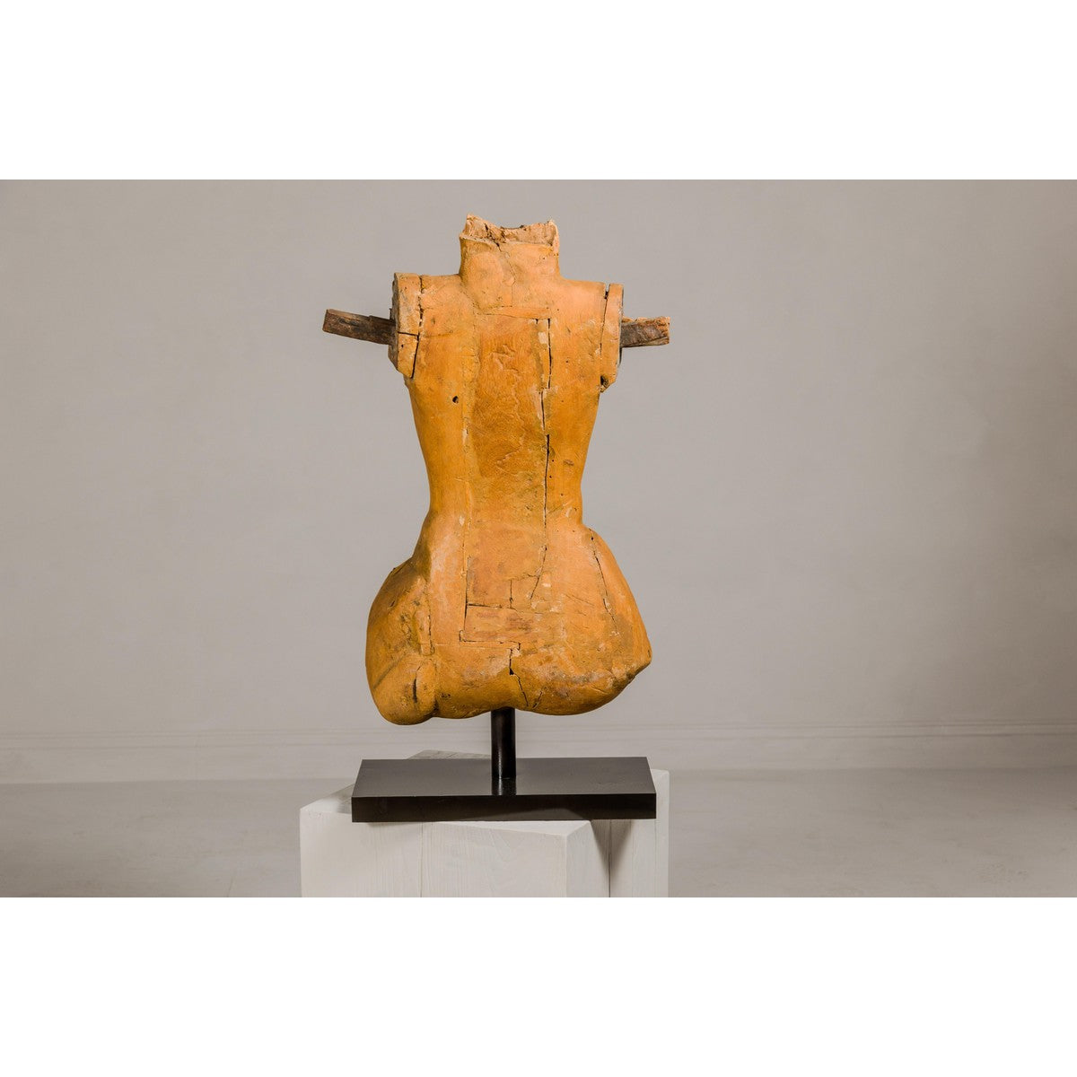 Cavalier Sans Tête, Carved Wooden Torso Mounted on Custom Black Lacquer Base-12. Asian & Chinese Furniture, Art, Antiques, Vintage Home Décor for sale at FEA Home