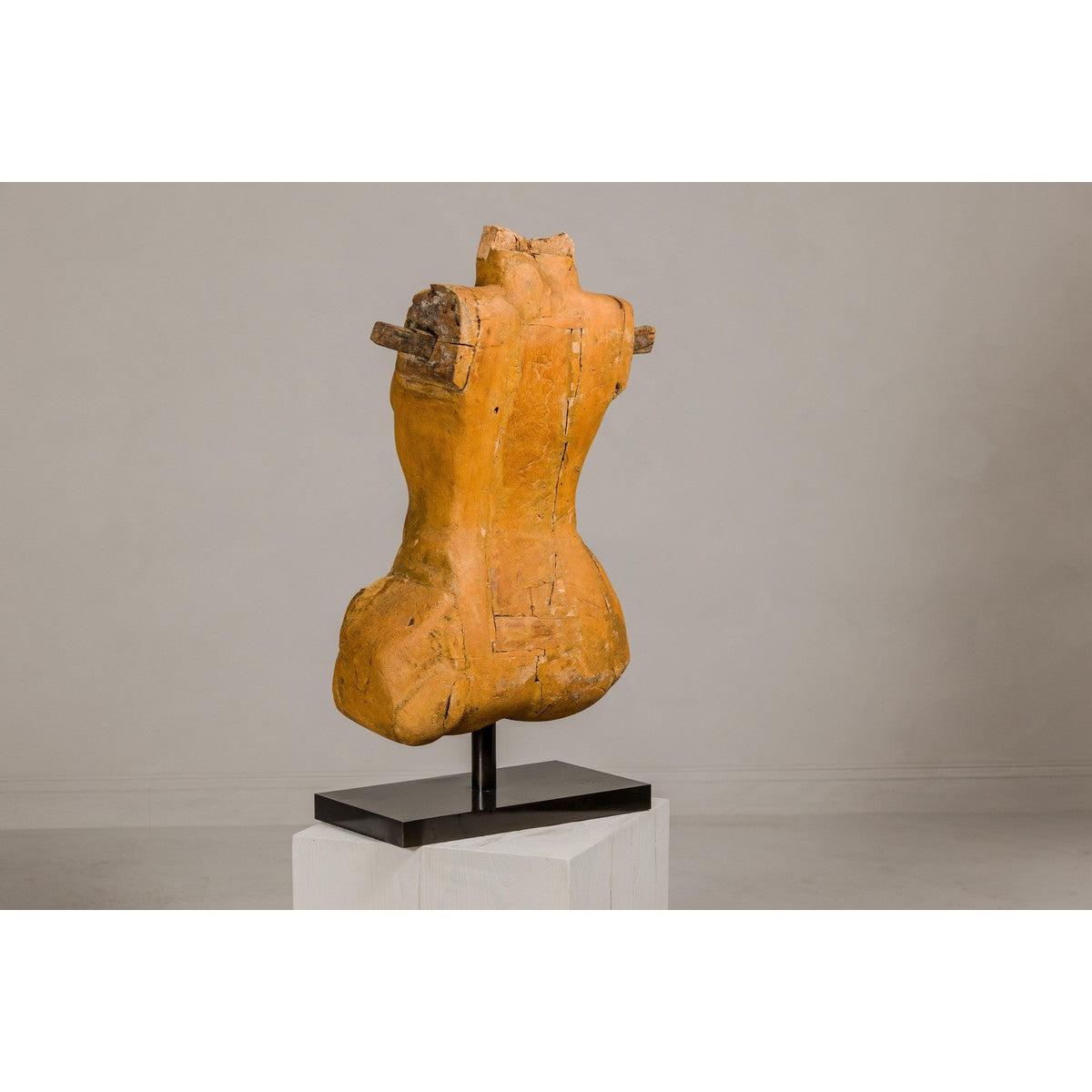 Cavalier Sans Tête, Carved Wooden Torso Mounted on Custom Black Lacquer Base-13. Asian & Chinese Furniture, Art, Antiques, Vintage Home Décor for sale at FEA Home