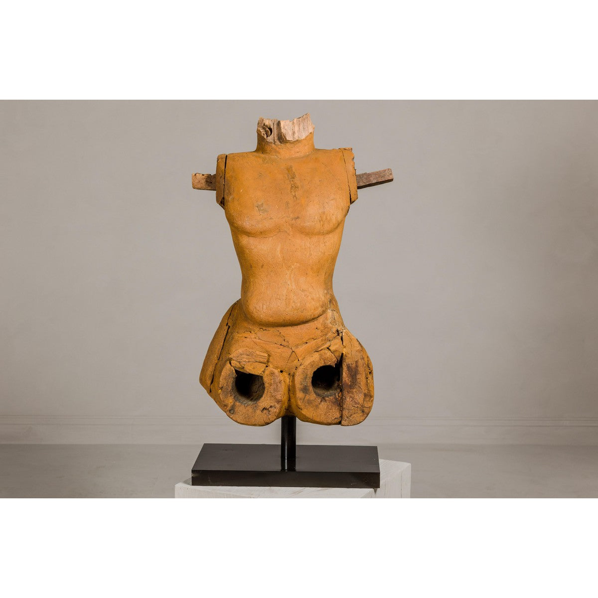 Cavalier Sans Tête, Carved Wooden Torso Mounted on Custom Black Lacquer Base-2. Asian & Chinese Furniture, Art, Antiques, Vintage Home Décor for sale at FEA Home