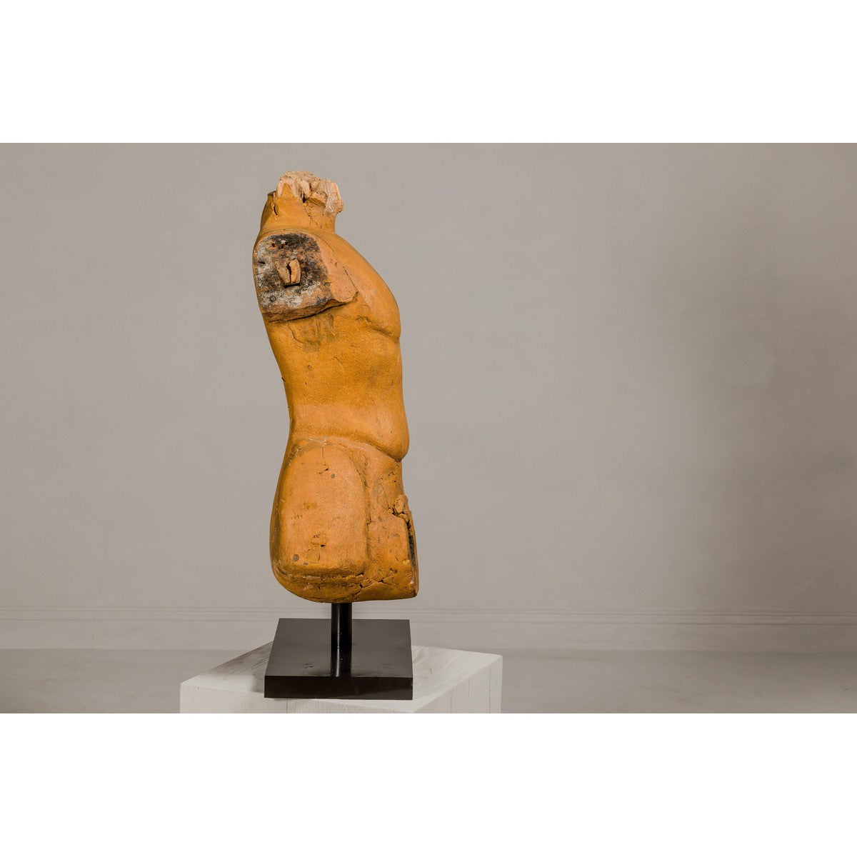 Cavalier Sans Tête, Carved Wooden Torso Mounted on Custom Black Lacquer Base-9. Asian & Chinese Furniture, Art, Antiques, Vintage Home Décor for sale at FEA Home