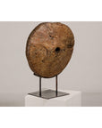 Ancient Rustic Cart Wheel Mounted on Black Lacquer Base, Weathered Patina-10. Asian & Chinese Furniture, Art, Antiques, Vintage Home Décor for sale at FEA Home