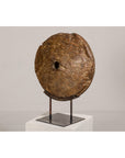 Ancient Rustic Cart Wheel Mounted on Black Lacquer Base, Weathered Patina-14. Asian & Chinese Furniture, Art, Antiques, Vintage Home Décor for sale at FEA Home