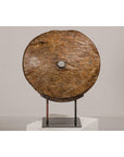 Ancient Rustic Cart Wheel Mounted on Black Lacquer Base, Weathered Patina-15. Asian & Chinese Furniture, Art, Antiques, Vintage Home Décor for sale at FEA Home