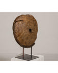 Ancient Rustic Cart Wheel Mounted on Black Lacquer Base, Weathered Patina-16. Asian & Chinese Furniture, Art, Antiques, Vintage Home Décor for sale at FEA Home