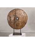 Ancient Cart Wheel Mounted on Black Lacquer Base with Rustic Character-12. Asian & Chinese Furniture, Art, Antiques, Vintage Home Décor for sale at FEA Home