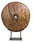 Ancient Cart Wheel Mounted on Black Lacquer Base with Rustic Character-17. Asian & Chinese Furniture, Art, Antiques, Vintage Home Décor for sale at FEA Home