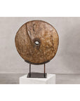 Ancient Cart Wheel Mounted on Black Lacquer Base with Rustic Character-2. Asian & Chinese Furniture, Art, Antiques, Vintage Home Décor for sale at FEA Home