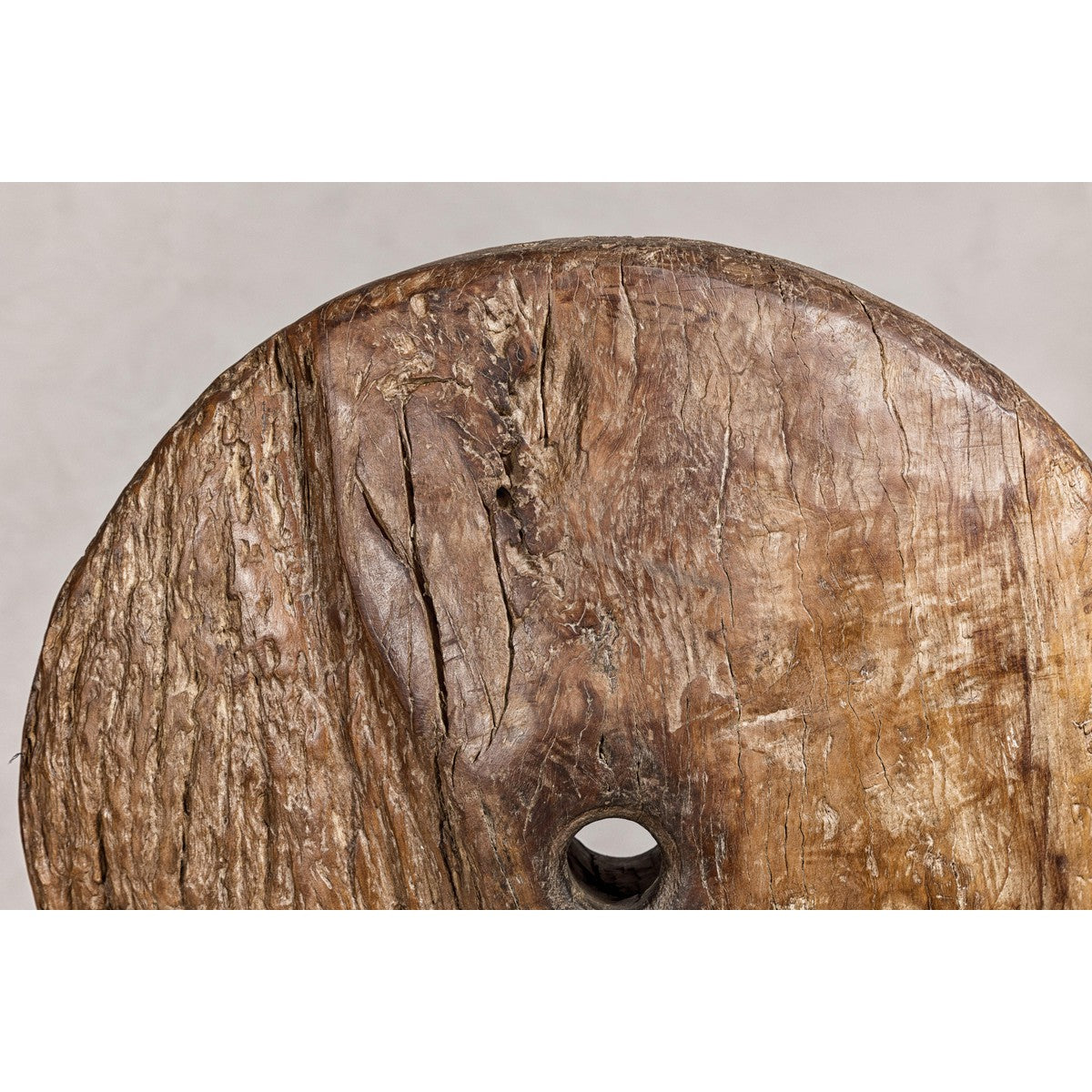 Ancient Cart Wheel Mounted on Black Lacquer Base with Rustic Character-4. Asian & Chinese Furniture, Art, Antiques, Vintage Home Décor for sale at FEA Home