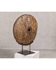 Ancient Cart Wheel Mounted on Black Lacquer Base with Rustic Character-8. Asian & Chinese Furniture, Art, Antiques, Vintage Home Décor for sale at FEA Home