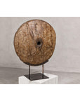 Ancient Cart Wheel Mounted on Black Lacquer Base with Rustic Character-9. Asian & Chinese Furniture, Art, Antiques, Vintage Home Décor for sale at FEA Home
