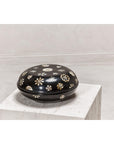Black Lacquered Lidded Circular Box with Mother of Pearl Floral Décor-13. Asian & Chinese Furniture, Art, Antiques, Vintage Home Décor for sale at FEA Home