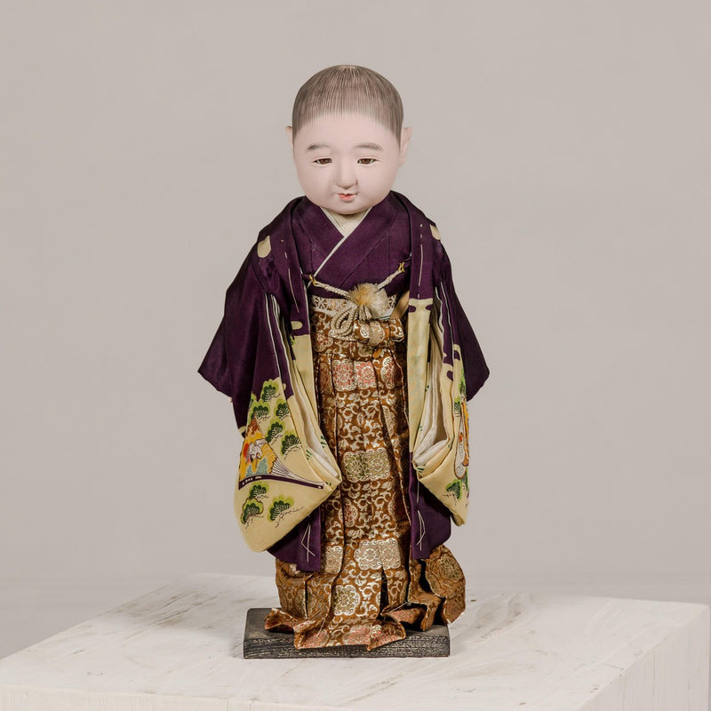 Ichimatsu Doll of a Little Boy Dressed in a City Kimono, circa 1950-YN8059-3. Asian & Chinese Furniture, Art, Antiques, Vintage Home Décor for sale at FEA Home