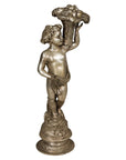 Baroque Style Silvered Bronze Statuette of a Putto Carrying a Fruit Basket-15. Asian & Chinese Furniture, Art, Antiques, Vintage Home Décor for sale at FEA Home