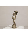 Baroque Style Silvered Bronze Statuette of a Putto Carrying a Fruit Basket-2. Asian & Chinese Furniture, Art, Antiques, Vintage Home Décor for sale at FEA Home
