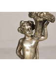 Baroque Style Silvered Bronze Statuette of a Putto Carrying a Fruit Basket-4. Asian & Chinese Furniture, Art, Antiques, Vintage Home Décor for sale at FEA Home