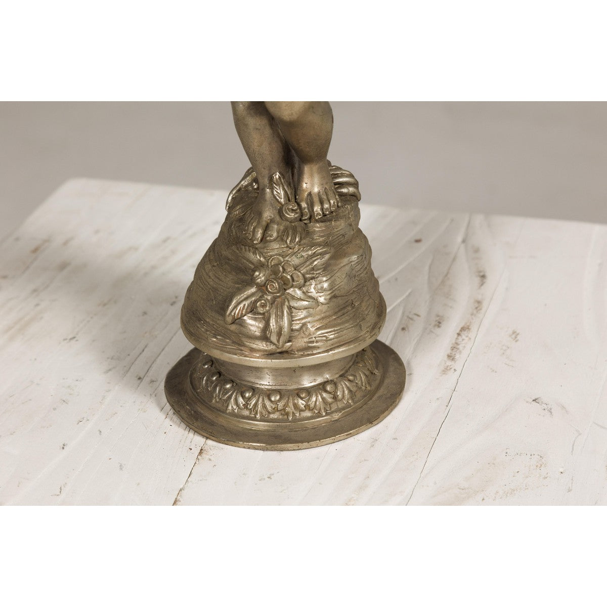 Baroque Style Silvered Bronze Statuette of a Putto Carrying a Fruit Basket-9. Asian & Chinese Furniture, Art, Antiques, Vintage Home Décor for sale at FEA Home