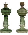 Green Glass Gas Lights with Meander Friezes, a Vintage Pair-14. Asian & Chinese Furniture, Art, Antiques, Vintage Home Décor for sale at FEA Home