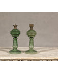 Green Glass Gas Lights with Meander Friezes, a Vintage Pair-2. Asian & Chinese Furniture, Art, Antiques, Vintage Home Décor for sale at FEA Home