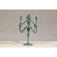 Vintage Two-Tiered Eight Arm Candelabra with Verdigris Patina