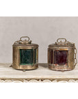 Pair of Nippon Sento Ship Lanterns with Green and Red Glass, Unwired-4. Asian & Chinese Furniture, Art, Antiques, Vintage Home Décor for sale at FEA Home