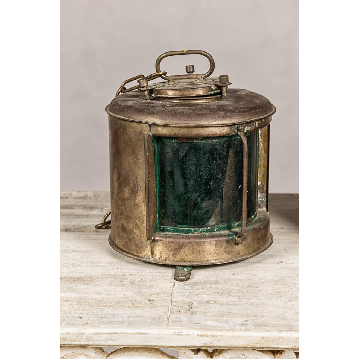 Pair of Nippon Sento Ship Lanterns with Green and Red Glass, Unwired-5. Asian & Chinese Furniture, Art, Antiques, Vintage Home Décor for sale at FEA Home