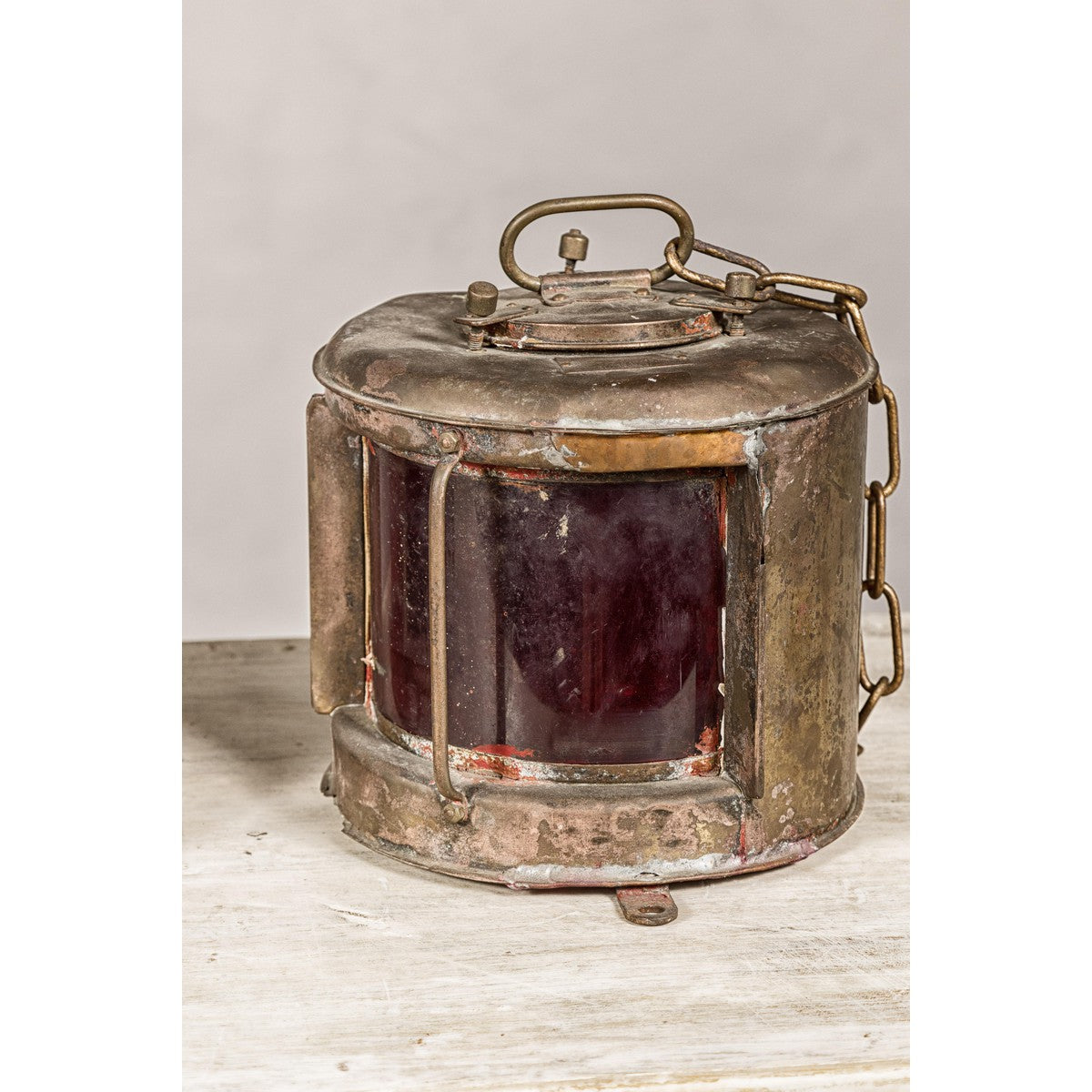 Pair of Nippon Sento Ship Lanterns with Green and Red Glass, Unwired-6. Asian & Chinese Furniture, Art, Antiques, Vintage Home Décor for sale at FEA Home