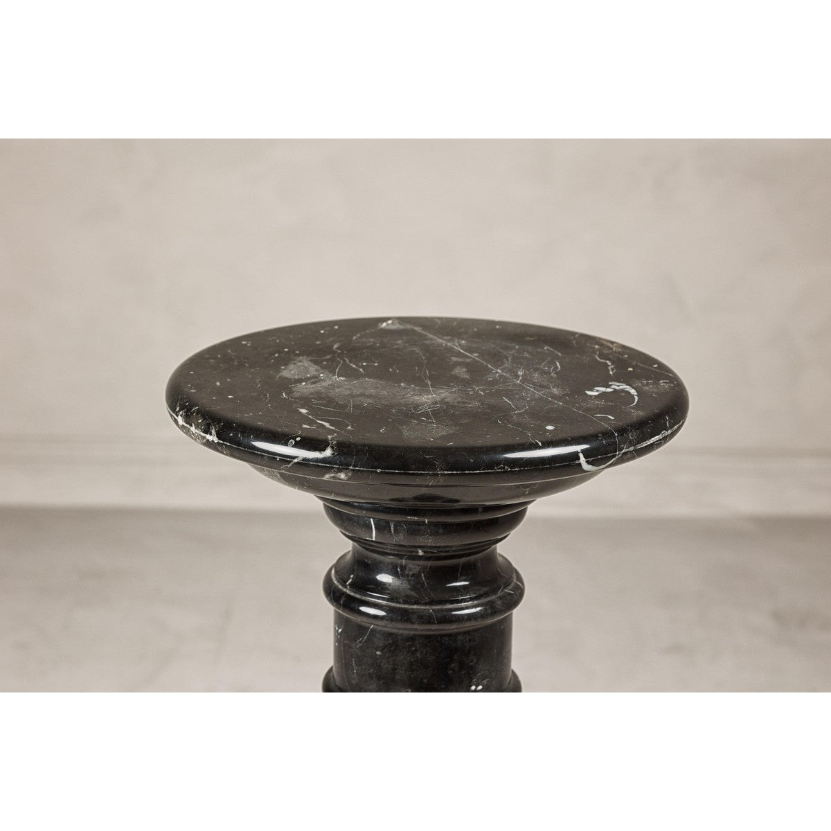 Vintage Black Marble Column Pedestal with White Veining and Stepped Base-11. Asian & Chinese Furniture, Art, Antiques, Vintage Home Décor for sale at FEA Home
