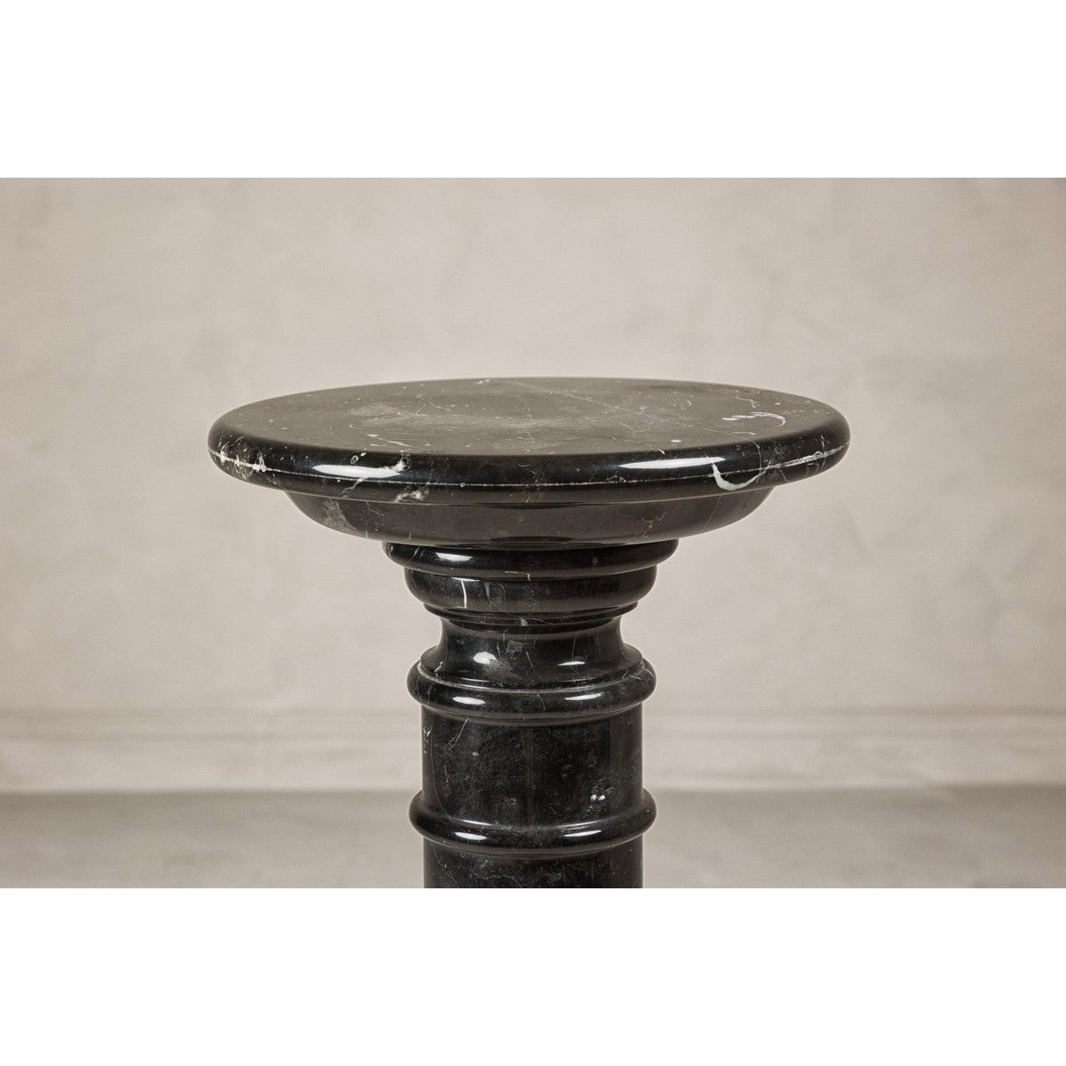 Vintage Black Marble Column Pedestal with White Veining and Stepped Base-12. Asian & Chinese Furniture, Art, Antiques, Vintage Home Décor for sale at FEA Home