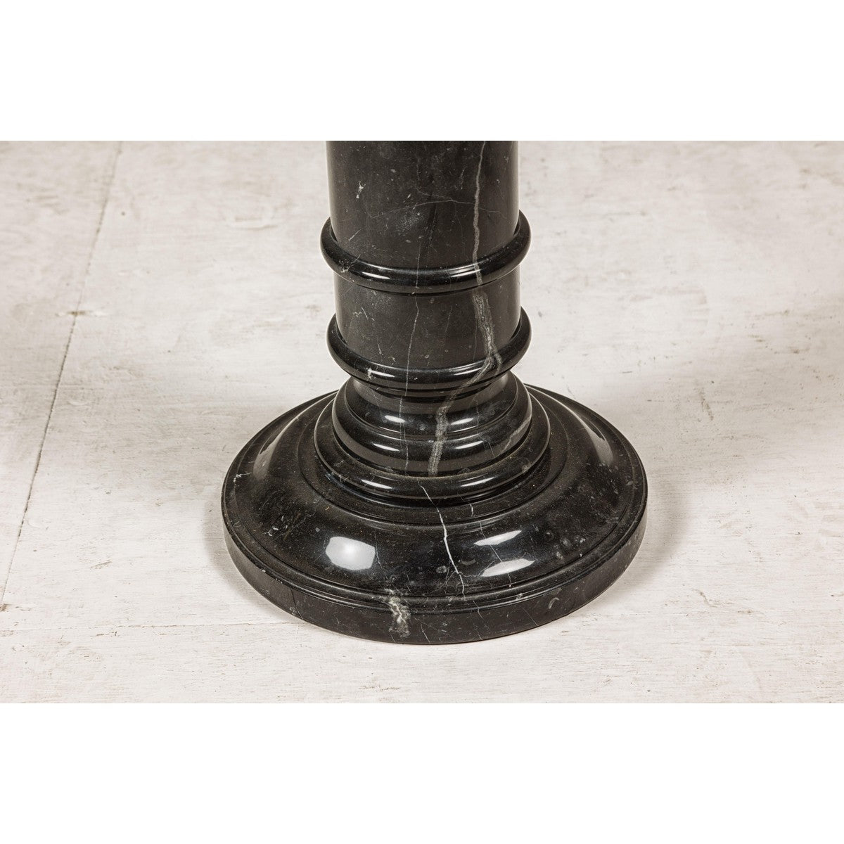 Vintage Black Marble Column Pedestal with White Veining and Stepped Base-13. Asian & Chinese Furniture, Art, Antiques, Vintage Home Décor for sale at FEA Home