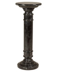 Vintage Black Marble Column Pedestal with White Veining and Stepped Base-1. Asian & Chinese Furniture, Art, Antiques, Vintage Home Décor for sale at FEA Home