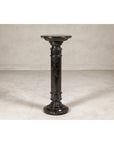 Vintage Black Marble Column Pedestal with White Veining and Stepped Base-4. Asian & Chinese Furniture, Art, Antiques, Vintage Home Décor for sale at FEA Home