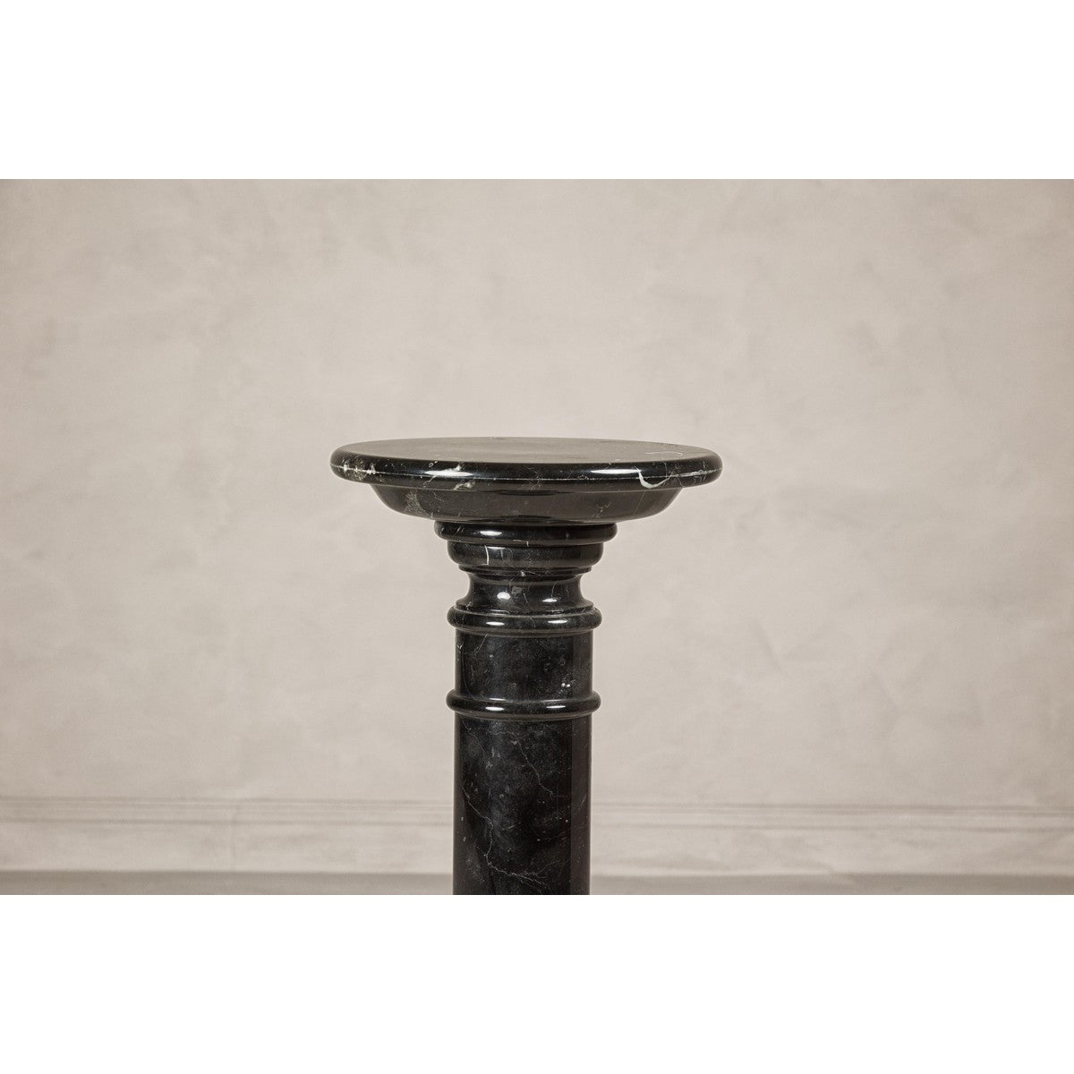 Vintage Black Marble Column Pedestal with White Veining and Stepped Base-5. Asian & Chinese Furniture, Art, Antiques, Vintage Home Décor for sale at FEA Home