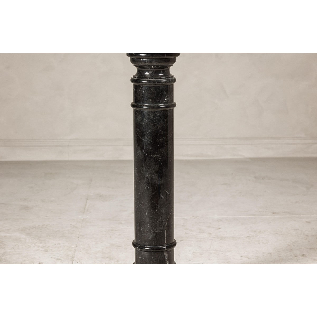 Vintage Black Marble Column Pedestal with White Veining and Stepped Base-6. Asian & Chinese Furniture, Art, Antiques, Vintage Home Décor for sale at FEA Home