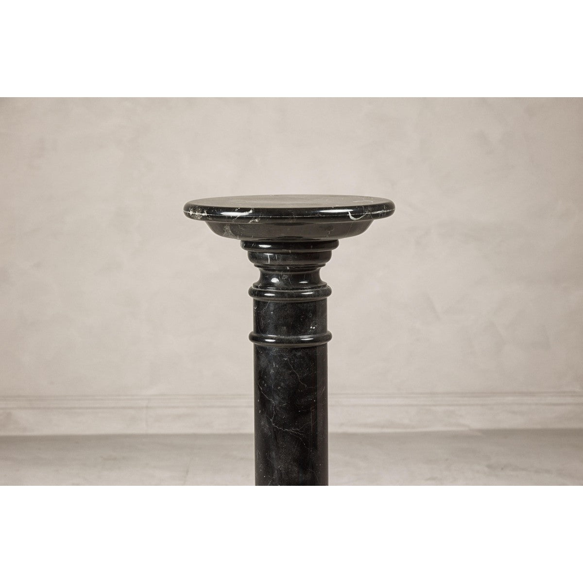 Vintage Black Marble Column Pedestal with White Veining and Stepped Base-9. Asian & Chinese Furniture, Art, Antiques, Vintage Home Décor for sale at FEA Home