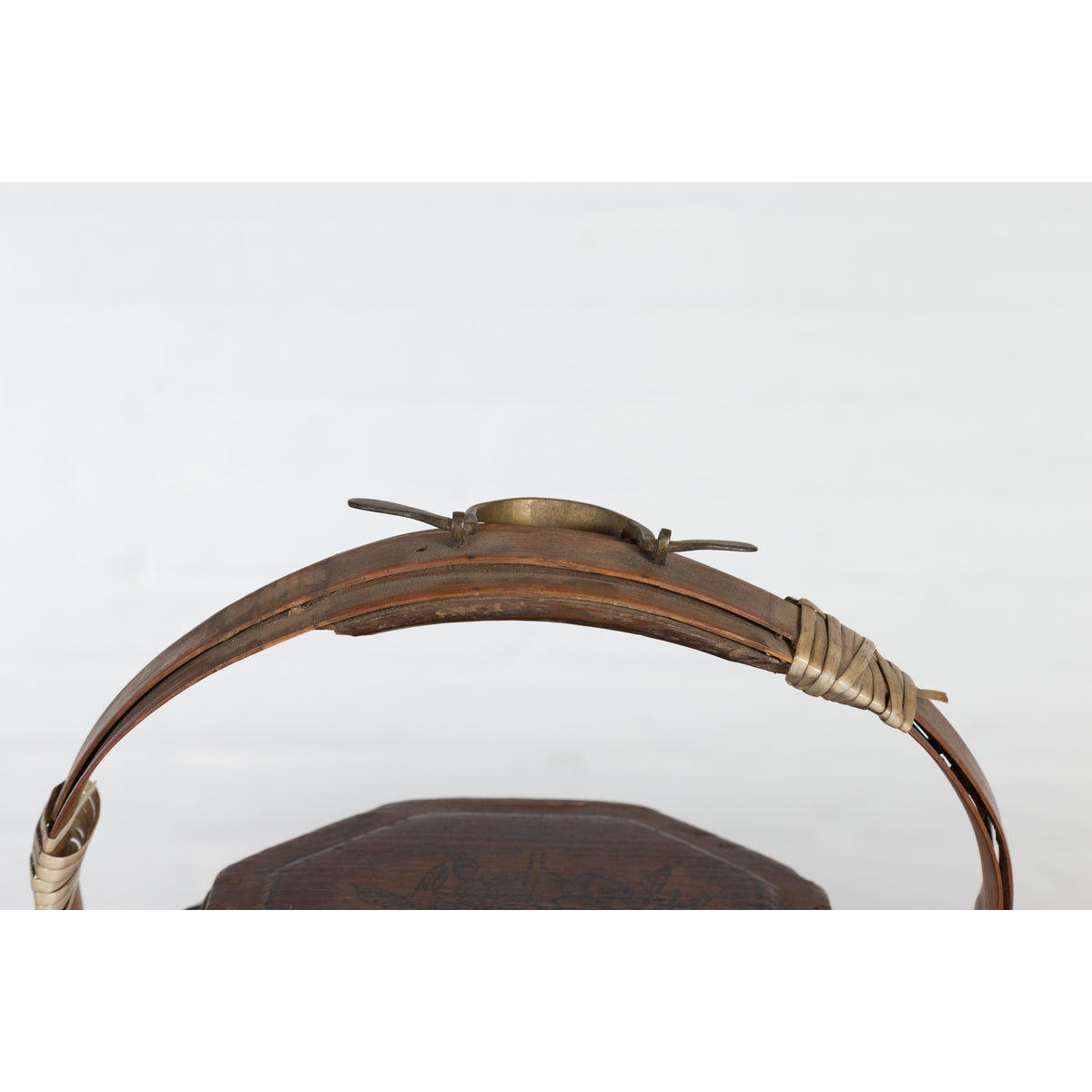 Chinese Antique Lacquered Gift Delivering Basket with Hand Painted Floral Décor-11. Asian & Chinese Furniture, Art, Antiques, Vintage Home Décor for sale at FEA Home