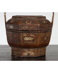 Chinese Antique Lacquered Gift Delivering Basket with Hand Painted Floral Décor-15. Asian & Chinese Furniture, Art, Antiques, Vintage Home Décor for sale at FEA Home