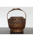 Chinese Antique Lacquered Gift Delivering Basket with Hand Painted Floral Décor-19. Asian & Chinese Furniture, Art, Antiques, Vintage Home Décor for sale at FEA Home