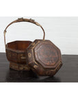 Chinese Antique Lacquered Gift Delivering Basket with Hand Painted Floral Décor-4. Asian & Chinese Furniture, Art, Antiques, Vintage Home Décor for sale at FEA Home