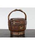 Chinese Antique Lacquered Gift Delivering Basket with Hand Painted Floral Décor-9. Asian & Chinese Furniture, Art, Antiques, Vintage Home Décor for sale at FEA Home