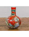 Kendi Style Midcentury Red Porcelain Vase with Hand-Painted Birds and Flowers-12. Asian & Chinese Furniture, Art, Antiques, Vintage Home Décor for sale at FEA Home