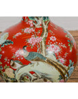 Kendi Style Midcentury Red Porcelain Vase with Hand-Painted Birds and Flowers-7. Asian & Chinese Furniture, Art, Antiques, Vintage Home Décor for sale at FEA Home