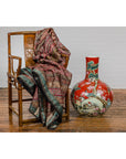 Kendi Style Midcentury Red Porcelain Vase with Hand-Painted Birds and Flowers-8. Asian & Chinese Furniture, Art, Antiques, Vintage Home Décor for sale at FEA Home